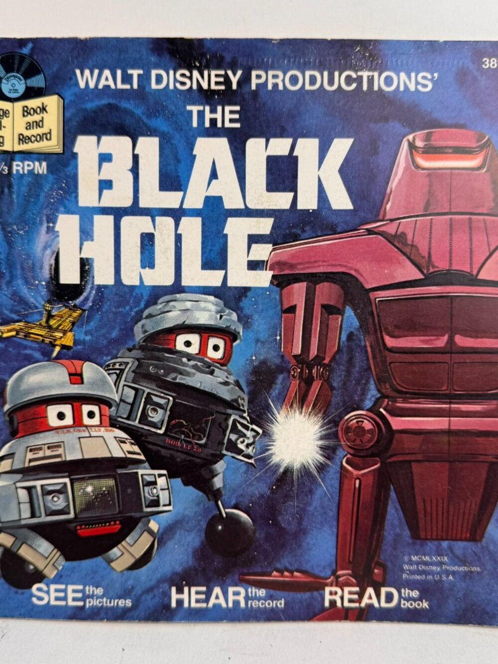 Vintage 1979 Walt Disney The Black Hole Read-Along Book and Vinyl Record 381 7"